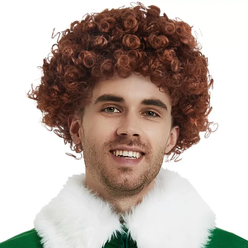 

Men's Christmas Brown Curly Wig Adult Halloween Cosplay 70s Disco