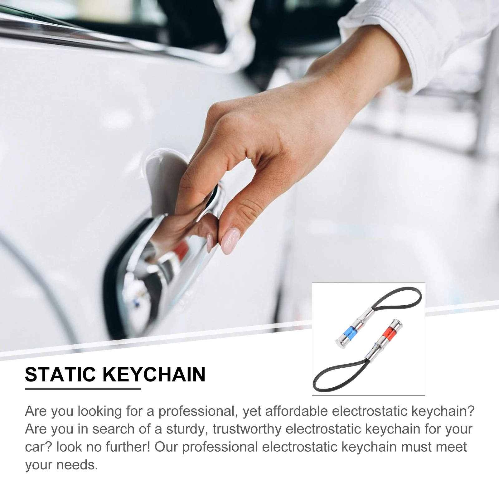 

2Pcs Car Static Electrostatic Discharger Anti-Static Key Ring for Vehicle Discharge Tool Portable Daily Use