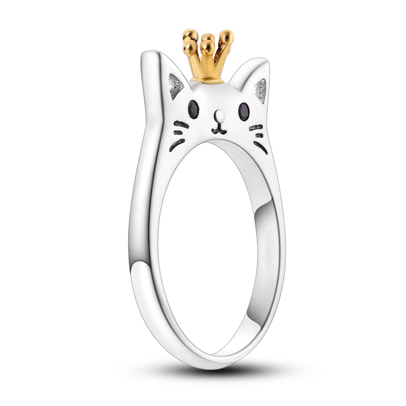 Original 925 Sterling Silver Sparkling Cat Ring For Women Girls Jewelry Birthday Anniversary Gifts