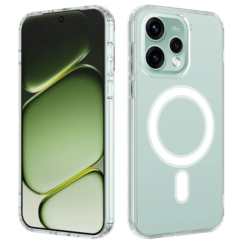 For Magsafe Case for OPPO Reno 15 F FS 15 Pro Max Transparent Acrylic Shockproof Magnetic Hard PC Cover for Reno15 5G