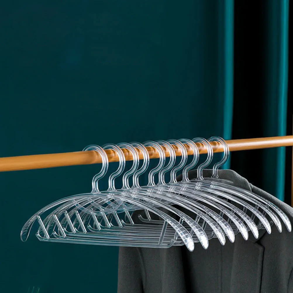 

5 Pcs Anti skid Hangers PET Transparent Plastic Clothes Hanger Non slip Design Coat Racks Storage Solutions Home