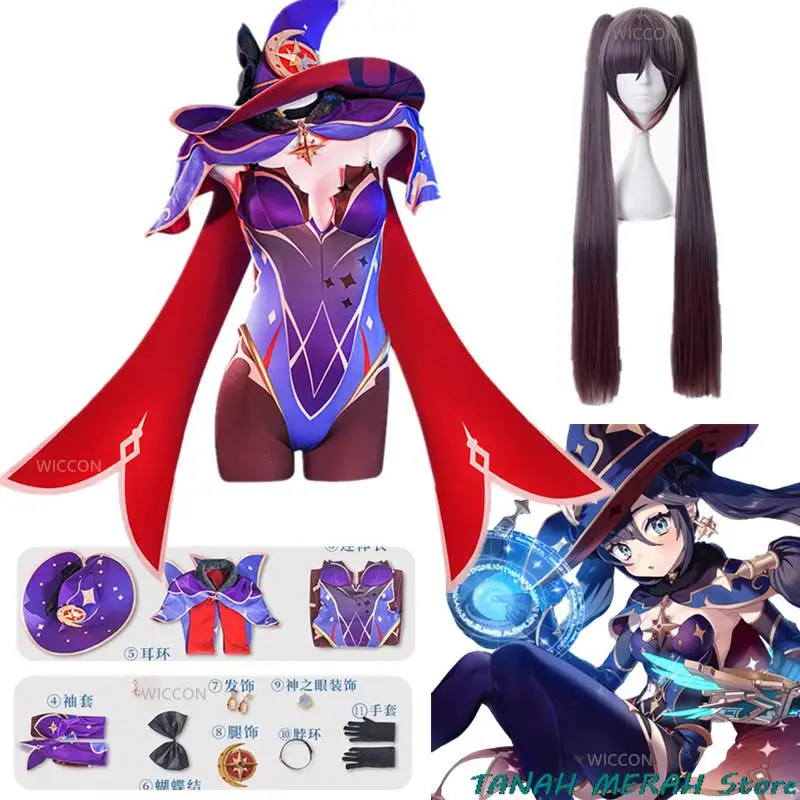 

Game Genshin Impact Mona Cosplay Costume Girls Women Halloween Carnival Party Sexy Dress Uniform Cosplay Wig Outfit XS-3XL