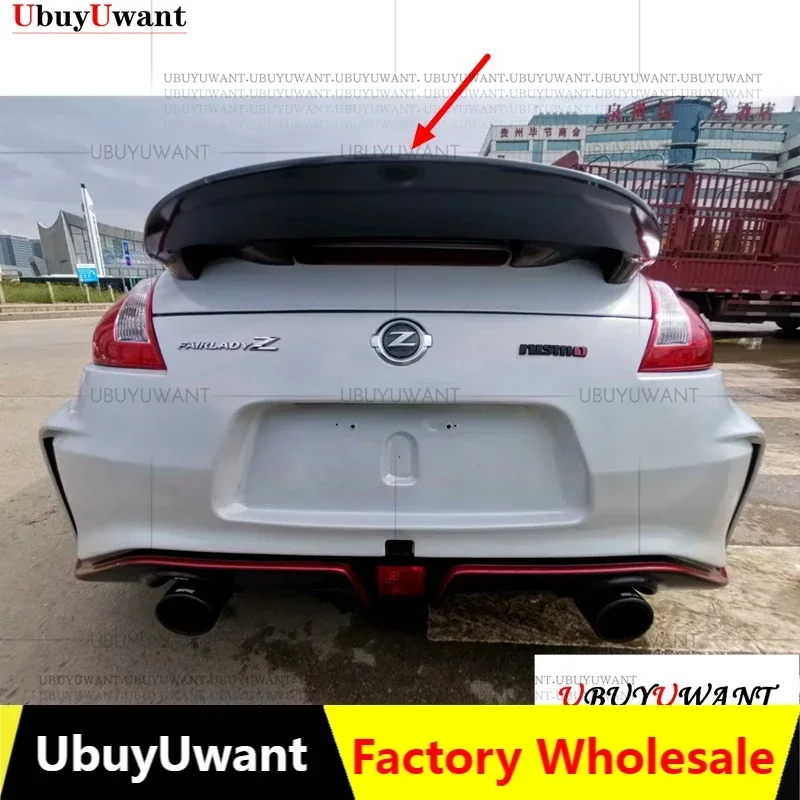 For Nissan 370z Z34 FRP Fiber Glass AM Style Rear Wing With Brake Light Fiberglass Type Amuse Trunk Spoiler 2009-2016