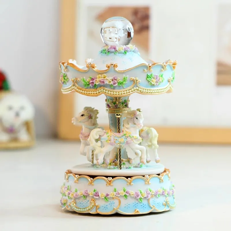 

Music Box for Girl, Musical Instrument, Handmove Box, Resin Carrousel, New Gift Present, Wholesale, MF773, 18x11cm