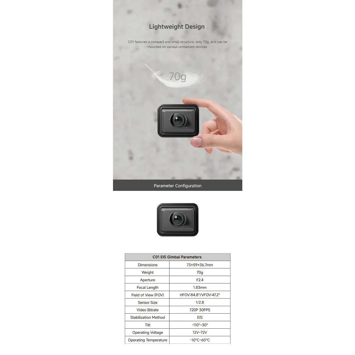 Skydroid C01 FPV Camera 1000TVL CMOS 2.1mm Wide Angle Lens WDR with Bracket for FPV Racing Drone Quadcopter