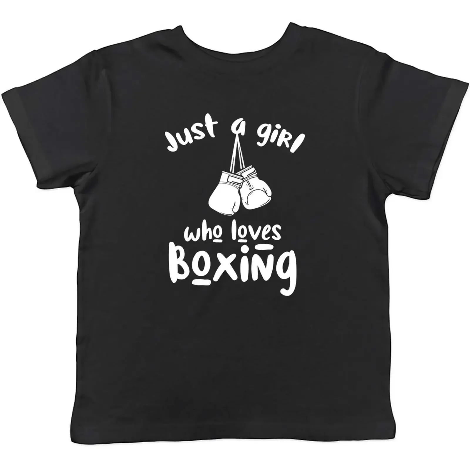 Kinder-T-Shirt „Just A Girl Who Loves Boxen“ für Jungen und Mädchen, Geschenk, Vintage-Stil, gewaschener Grafikdruck, atmungsaktives Oberteil für den Alltag, weich