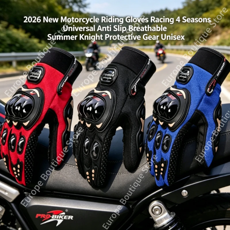 

2026 New Motorcycle Riding Gloves Racing 4 Seasons Universal Anti Slip Breathable Knight Protective Gear for Men Women Unisex