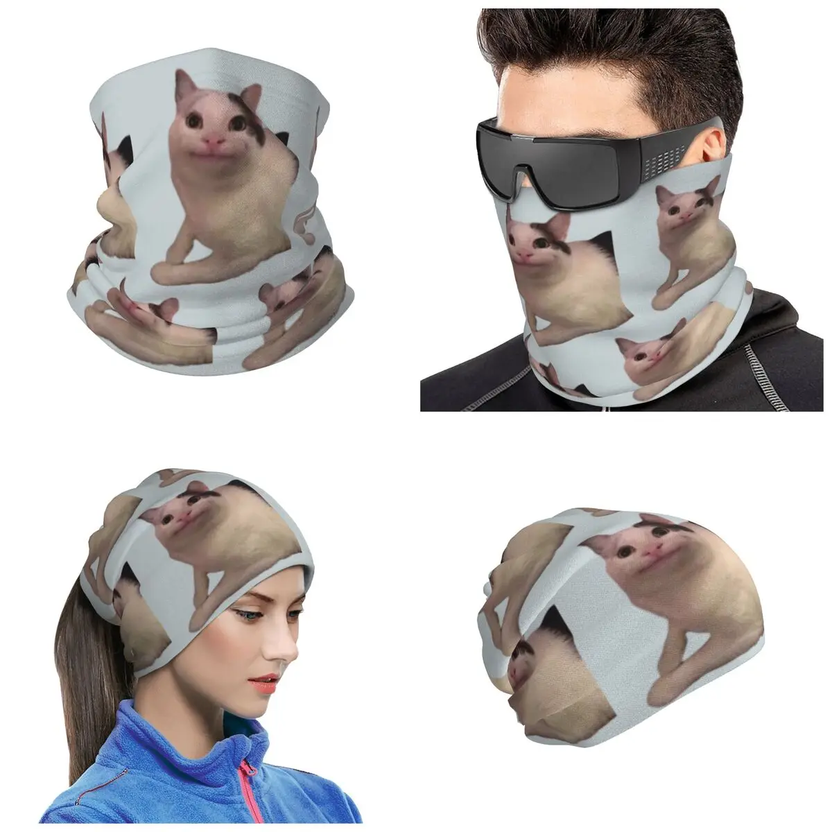 Beluga Cat Bandana Neck Gaiter Printed Magic Scarf Multi-use Headband Unisex Adult Winter