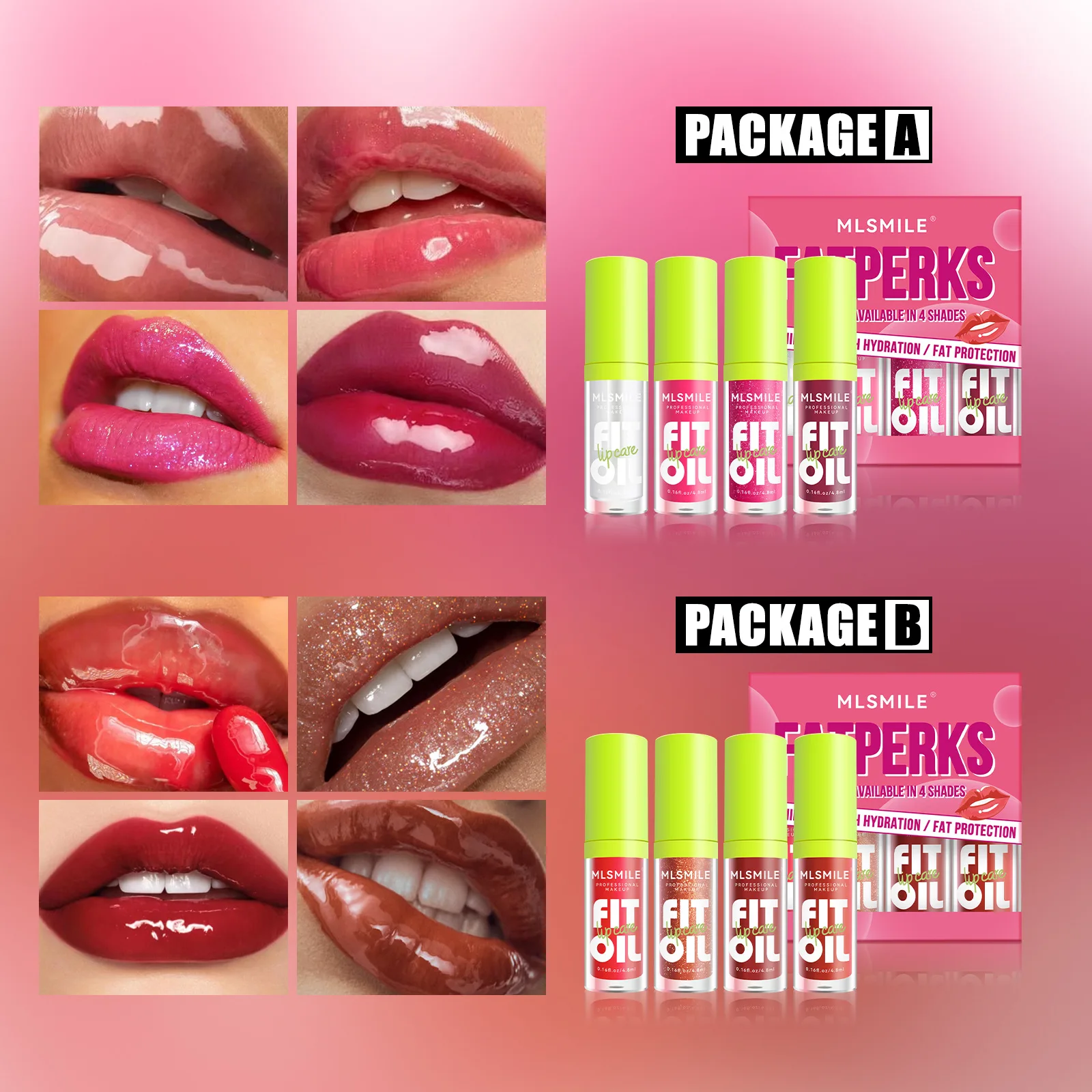 4 Teile/satz Spiegel Lip Glasur Set Feuchtigkeitsspendende Lip Gloss Langlebig Lip Öl Feuchtigkeitsspendende Flüssigkeit Lippenstift Lippen Kosmetik Make-Up