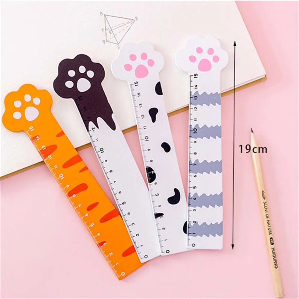 Wooden Kawaii Office Student Gift Drafting Ruler Drawing Tool Straight Ruler Cat Claw Ruler Measuring Tool Cartoon