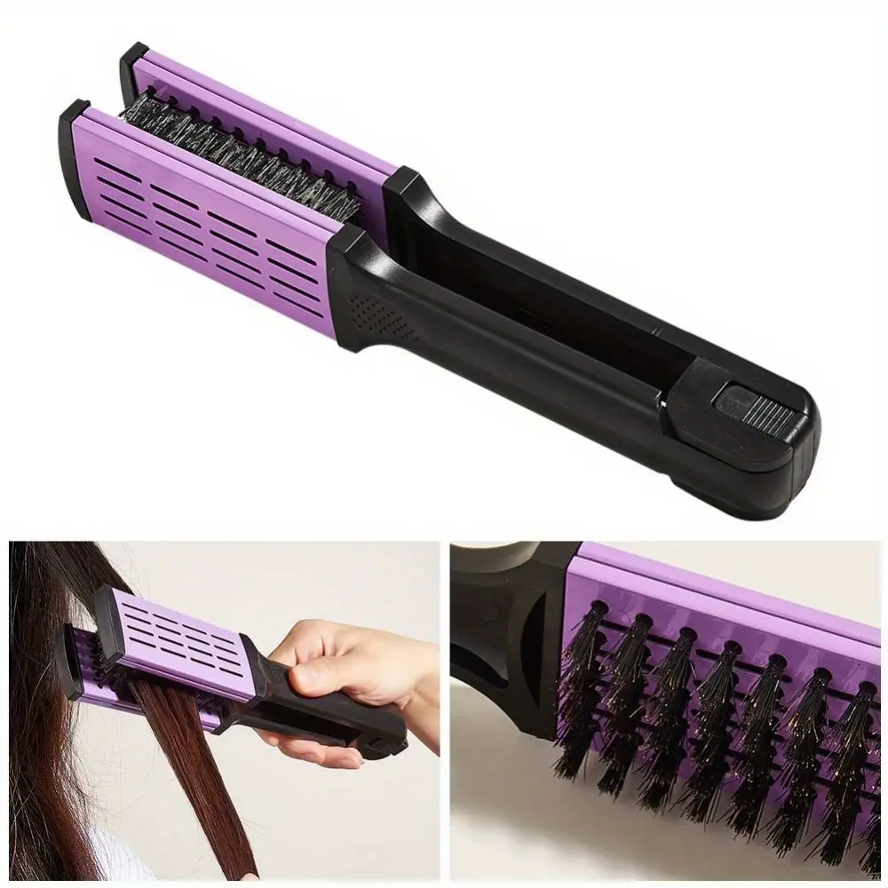 Bristle Hairdressing Straightener Dual Purpose V-Shape Straight Hair Comb Dual-purpose Nylon Bristle Curling Plywood Comb Barber