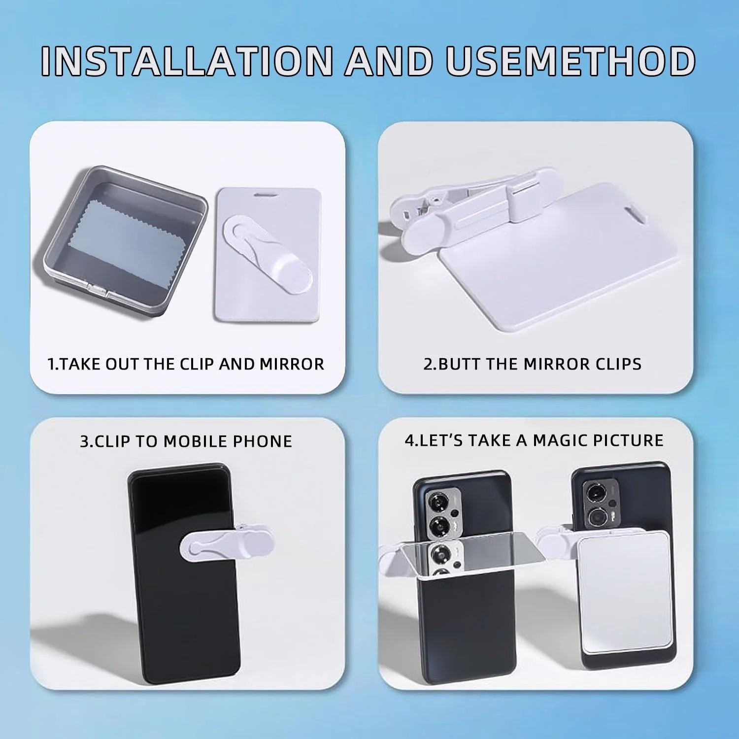 Kutou зеркало для камеры смартфона, комплект зажимов для отражения, зеркало для съемки камеры телефона, регулируемое зеркало высокого разрешения