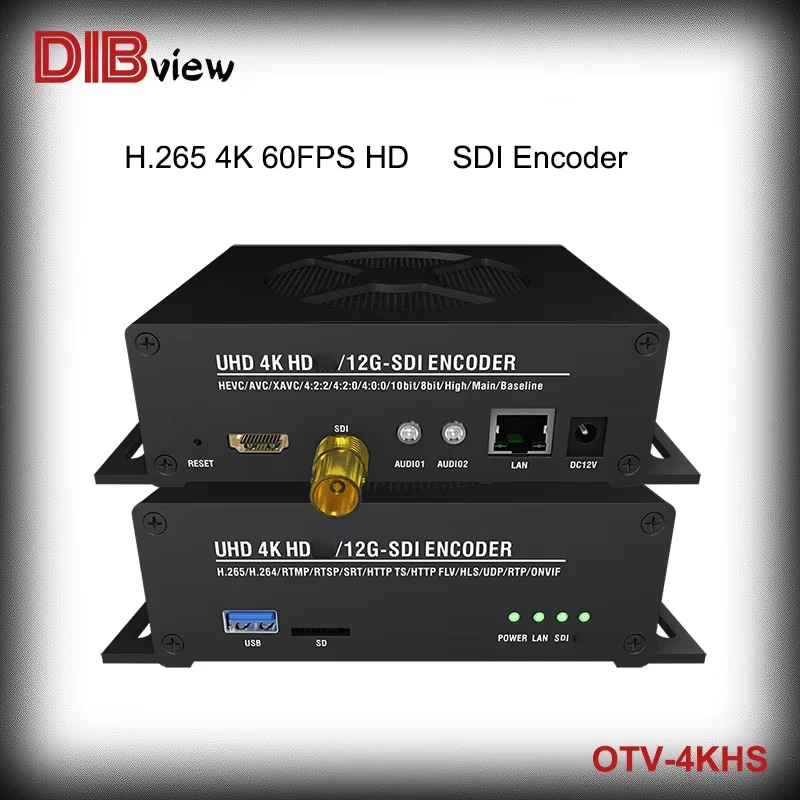 Dibview OTV-4KHS H.265 UHD H264 4K 60fps HDMI-compatible SDI TO IPTV Live Streaming Facebook Youtube Encoder With Recording