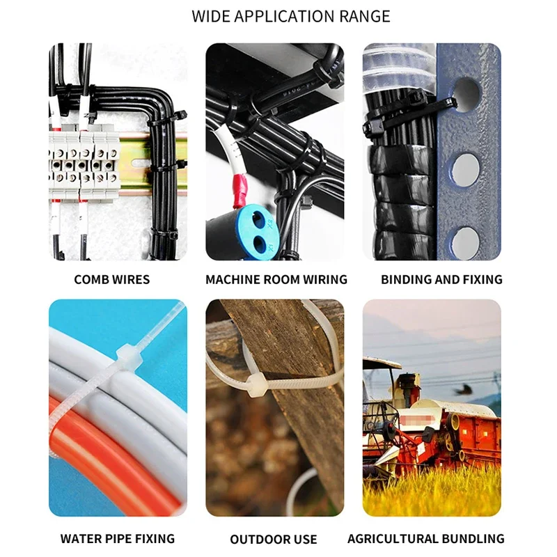 Nylon Cable Self-locking Plastic Wire Zip Ties Set Kit 3*100 3*150 4*200 MRO Industrial Supply Fasteners Hardware Cable