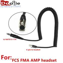 For FCS FMA AMP headset Mono/Dual Communication Channel Adapter Cable Compatible With PTT Defined by NATO Military Regulations