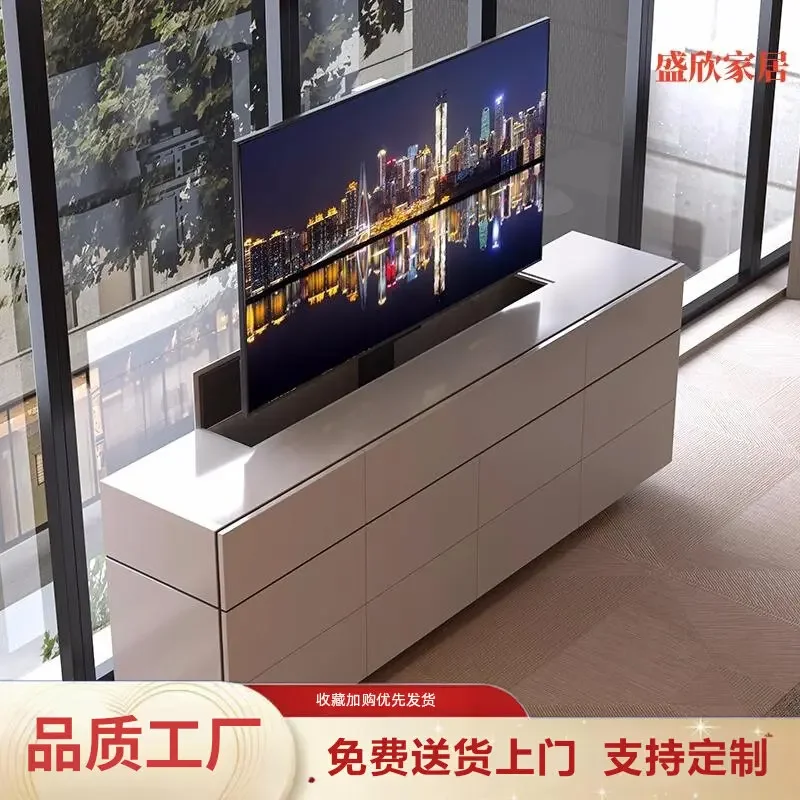 BJ Italian Style Smart Remote Control Hidden Automatic Lift TV Cabinet Multifunctional Room Divider No TV