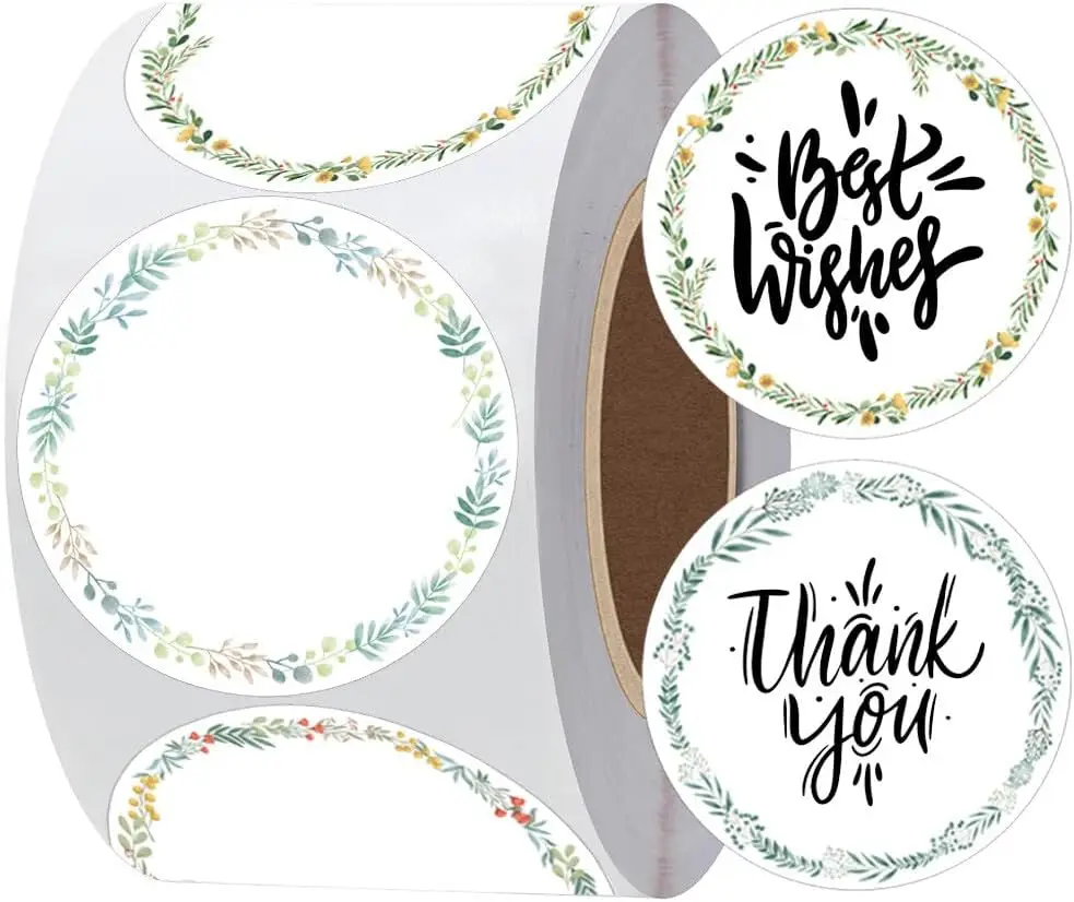 

500 шт. цветные прямоугольные термоэтикетки самоклеящиеся наклейки с зелеными растениями 1,18x2 дюйма-4 дизайн прямой термопринтер этикетка