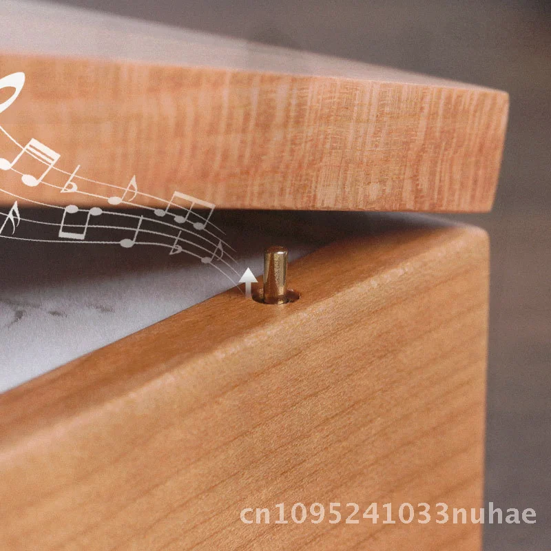 

Cherry Wood Christmas Photo Frame Puppet Doll Music Box Clockwork Minimalist Modern Birthday Boutique Gift