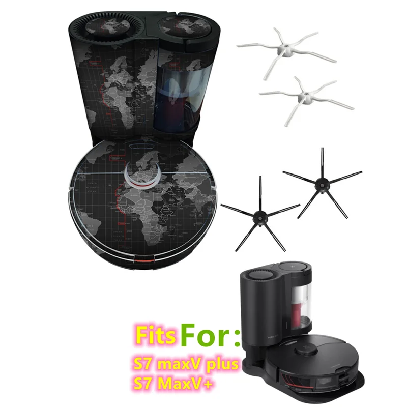 Escova lateral adesivo filme se encaixa para roborock s7 maxv plus s7 maxv + aspirador de pó robótico escovas peças acessórios