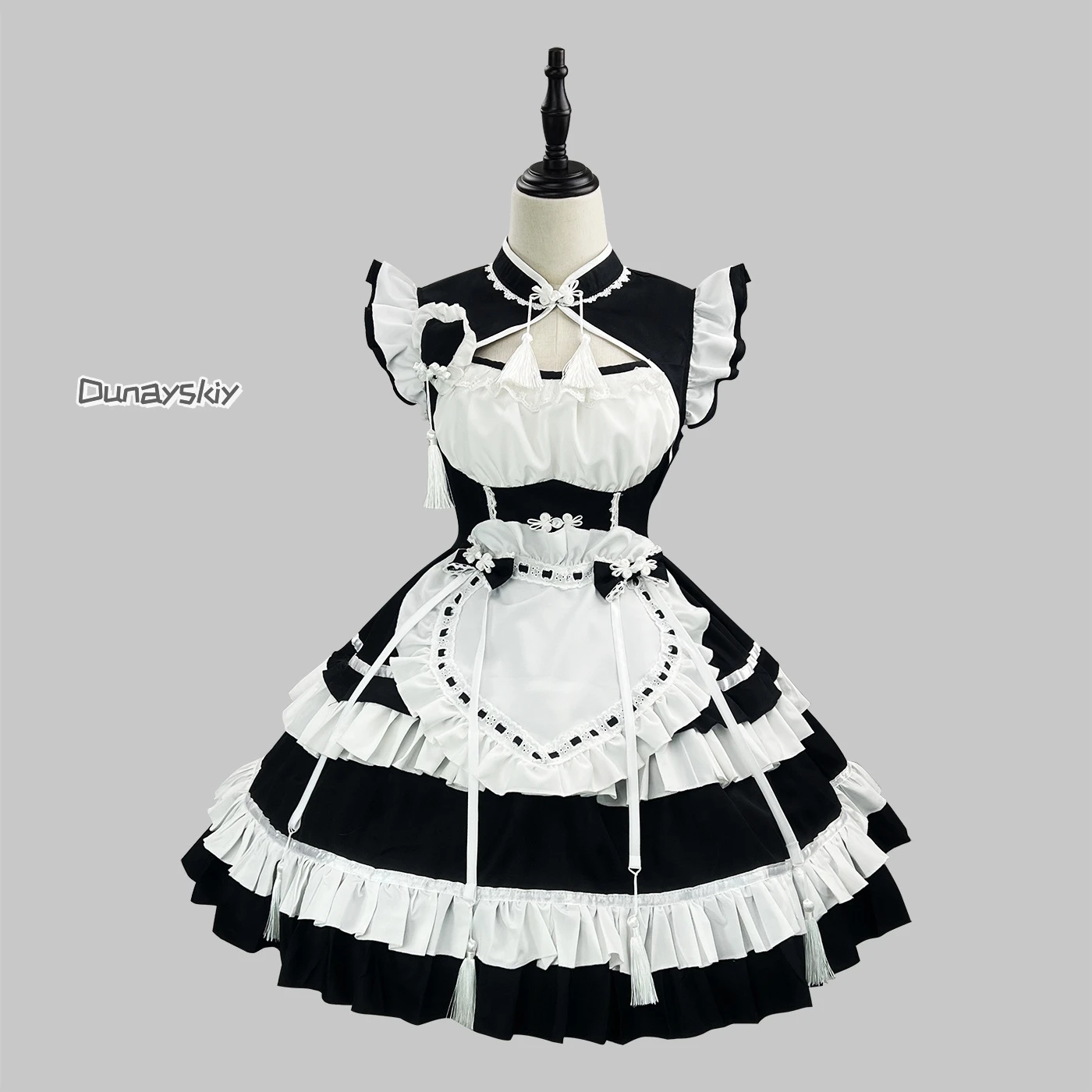 

S -5XL Lolita Girl Maid Outfit Cosplay 코스프레 Black Red Women Apron Dress Waitress Clothes Party 코스프레s