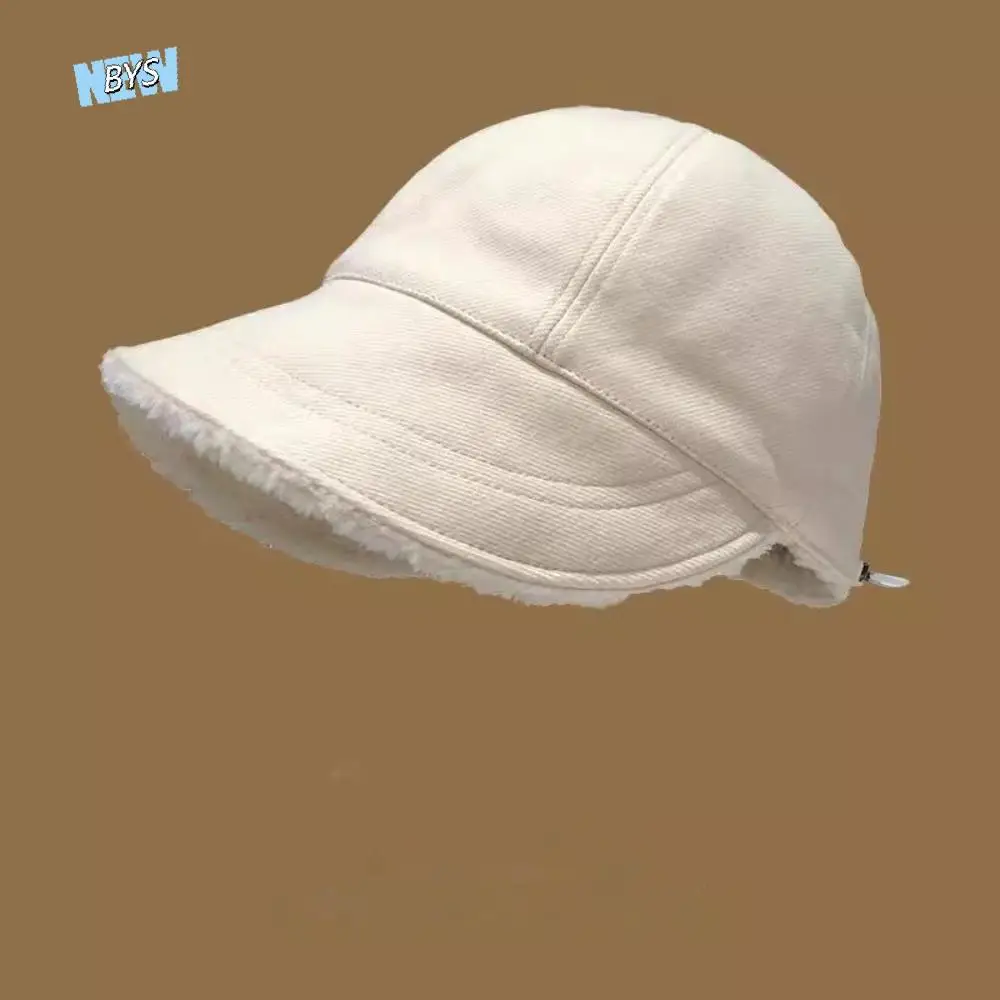 

Fashion Windproof Fleece Baseball Cap Wide Brim Soft Winter Peaked Cap Retro Plush Warm Cap Riding