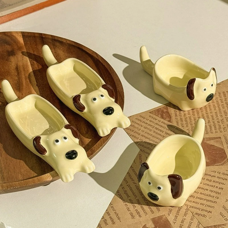 

Cute Ceramic Flavor Plate Creative Dog Cartoon Dog Seasoning Sauce Small Plate Home Kitchen Restaurant Tableware Accessories