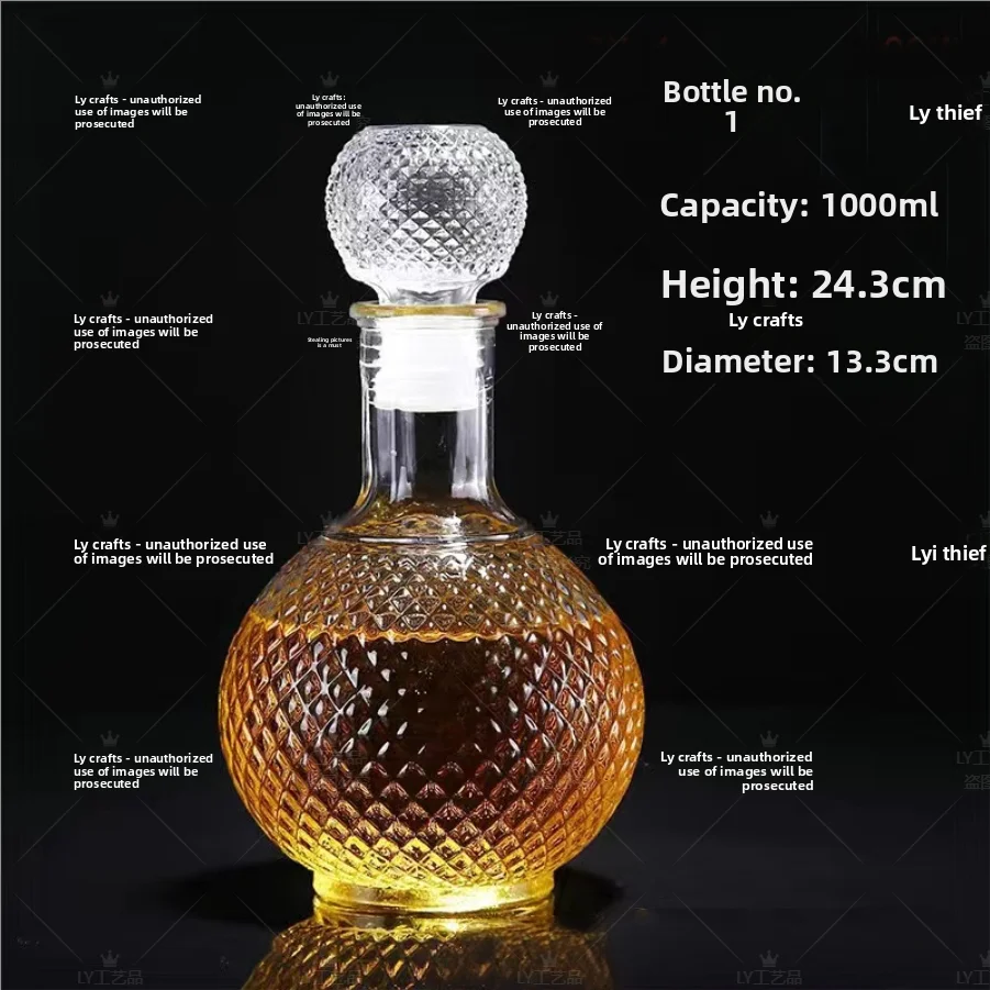 

Whiskey decanter; glass bottle; wine and beer container; glass cup; home and bar decoration tool.