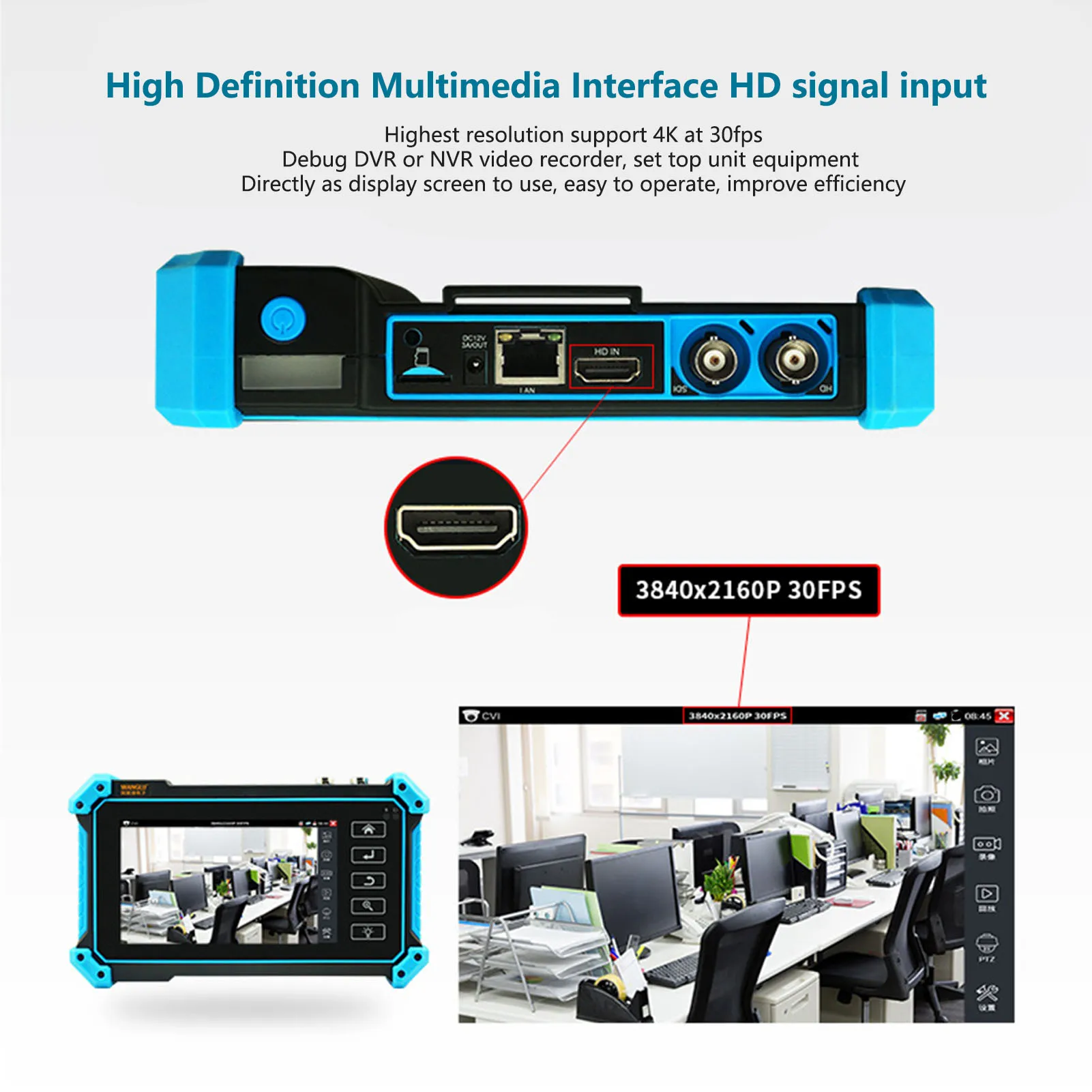 Tester kamer IP Bezpieczeństwo CCTV Monitor koncentryczny Narzędzie sieciowe Interfejs multimedialny wysokiej rozdzielczości Wejście VGA Tester CCTV Monitor