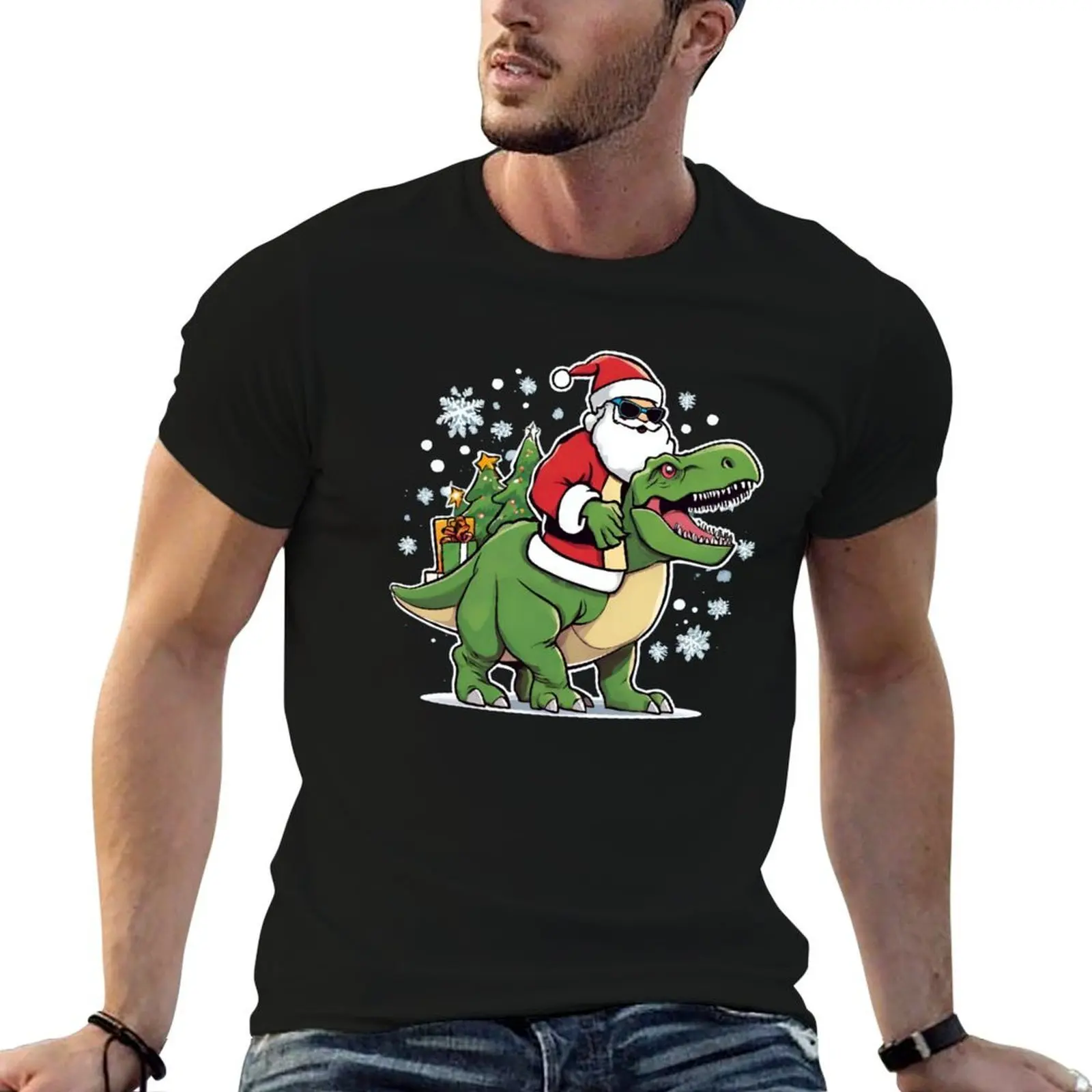 

Santa Claus Tree Christmas Dino Sweater Xmas Dinosaur T-Shirt funny t shirts dark humor anime t shirts for man T-Shirt