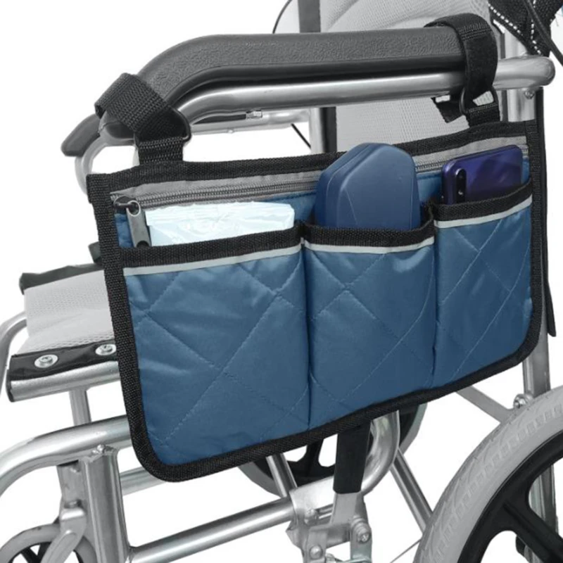 Borsa portaoggetti laterale per bracciolo per sedia a rotelle tasca portatile adatta per la maggior parte delle ruote da passeggio e accessori per attrezzature mobili