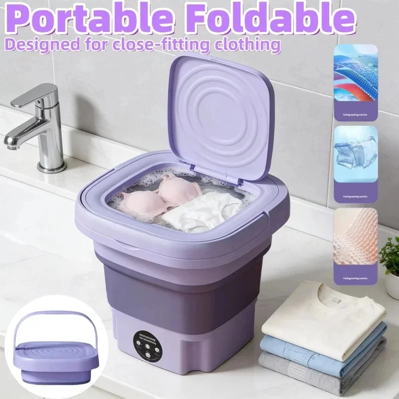 Portable Folding Mini Washing Machine Bucket for Clothes Socks Underwear Cleaning Washer Small Travel Washing Machine view 6