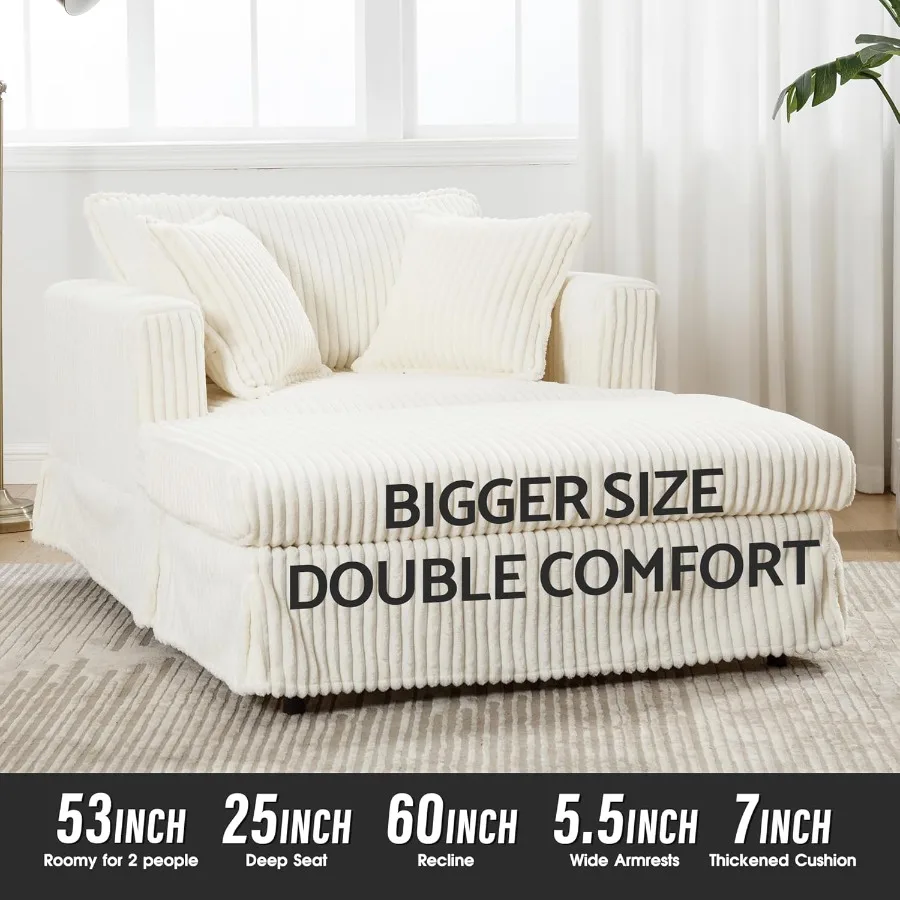 كرسي صالة Luxe Chaise داخلي مع أريكة صالة كبيرة الحجم من الفرو الصناعي المريح مع وسادتين 64 S منجدة حديثة