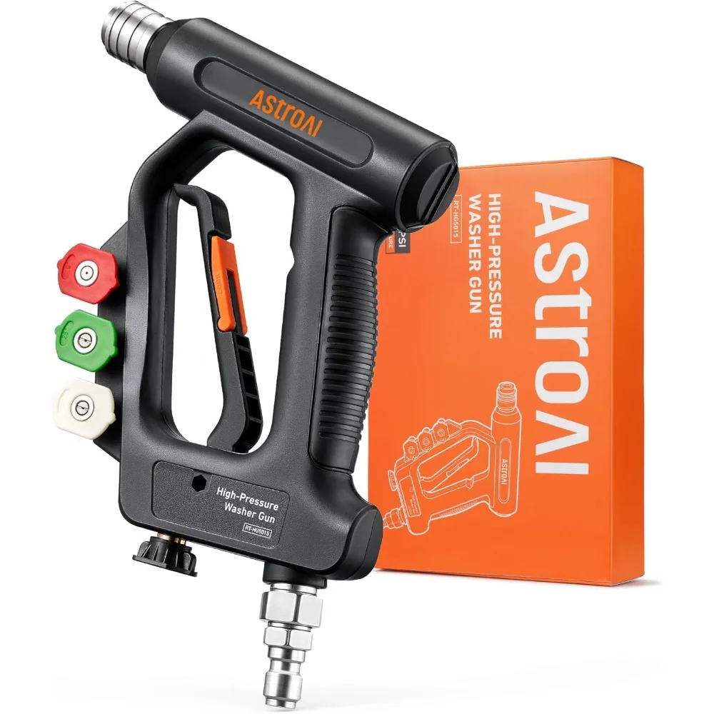 

AstroAI Short Pressure Washer Gun with Swivel - High Pressure Washer with 4 Nozzles and 3/8” Swivel Quick Connector Plug - 4060P
