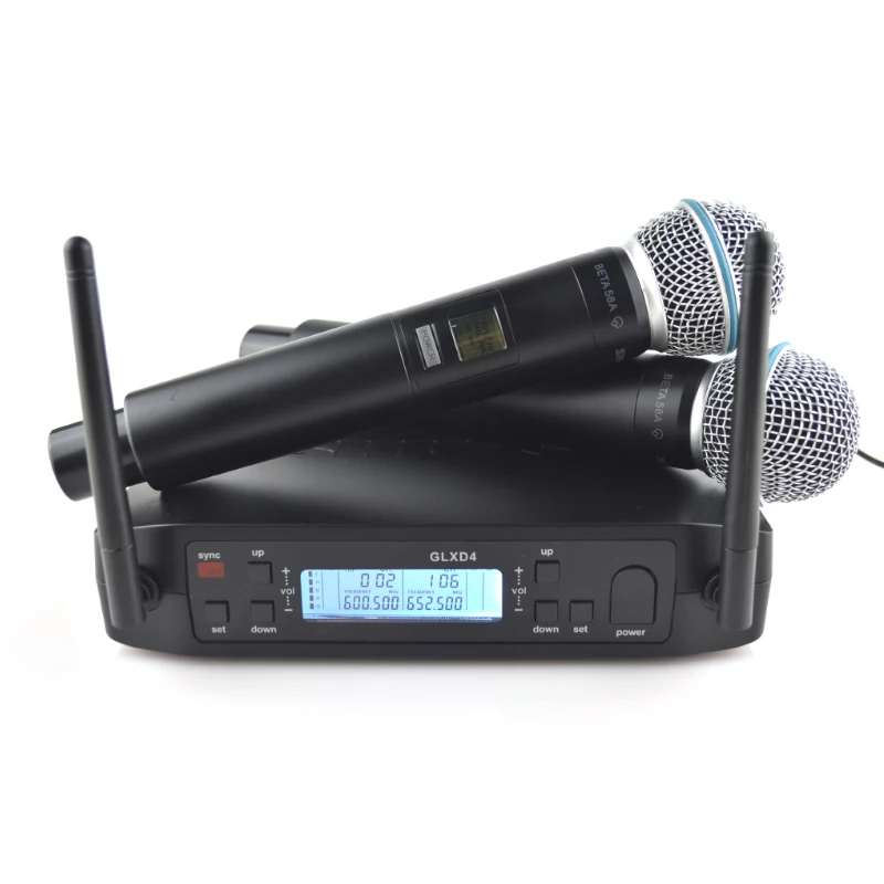 GLXD4 Digital Vocal Wireless System Dual Channel Handheld GLXD+ Mic Frequency Adjustable Microphone GLXD4 for Stage Speech We