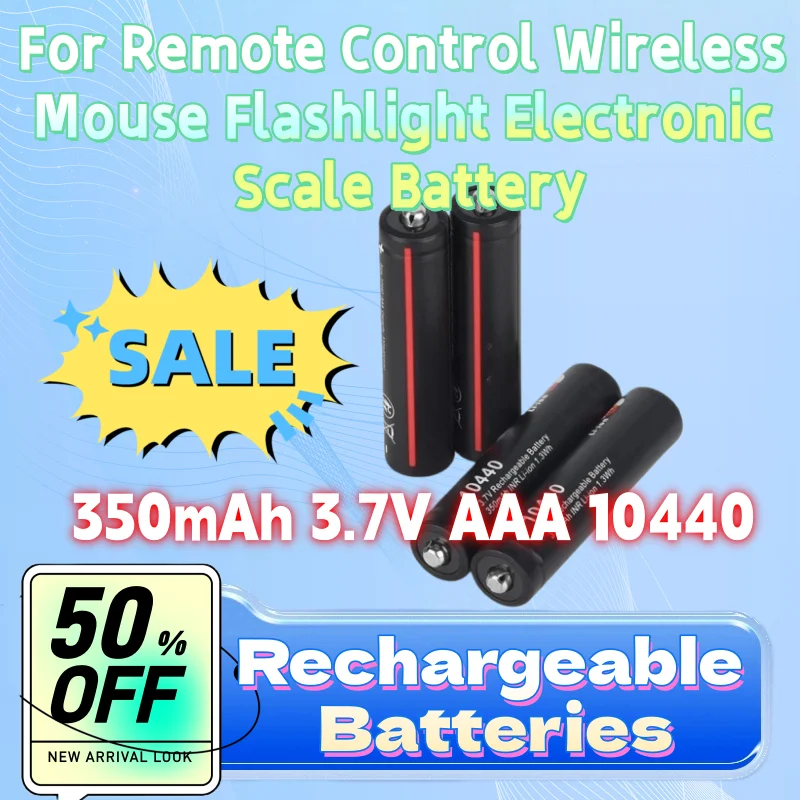 

For Remote Control Wireless Mouse Flashlight Electronic Scale Battery New 350mAh 3.7V AAA 10440 Lithium Rechargeable Battery