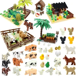 MOC-Farm Animal Building Blocks, Pasto Bricks, Cabra, Pato, Frango, Coop, Porco, Casa, Bullpen, Brinquedos Kits, Compatível com Lego