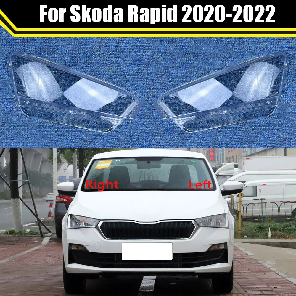 

Auto Case Headlamp Caps For Skoda Rapid 2020 2021 2022 Car Front Headlight Lens Cover Lampshade Lampcover Head Lamp Light Shell