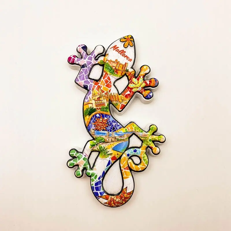

Resin souvenir from Mallorca, Spain3dThree-dimensional Decorative Mosaic Gecko Fridge Magnet