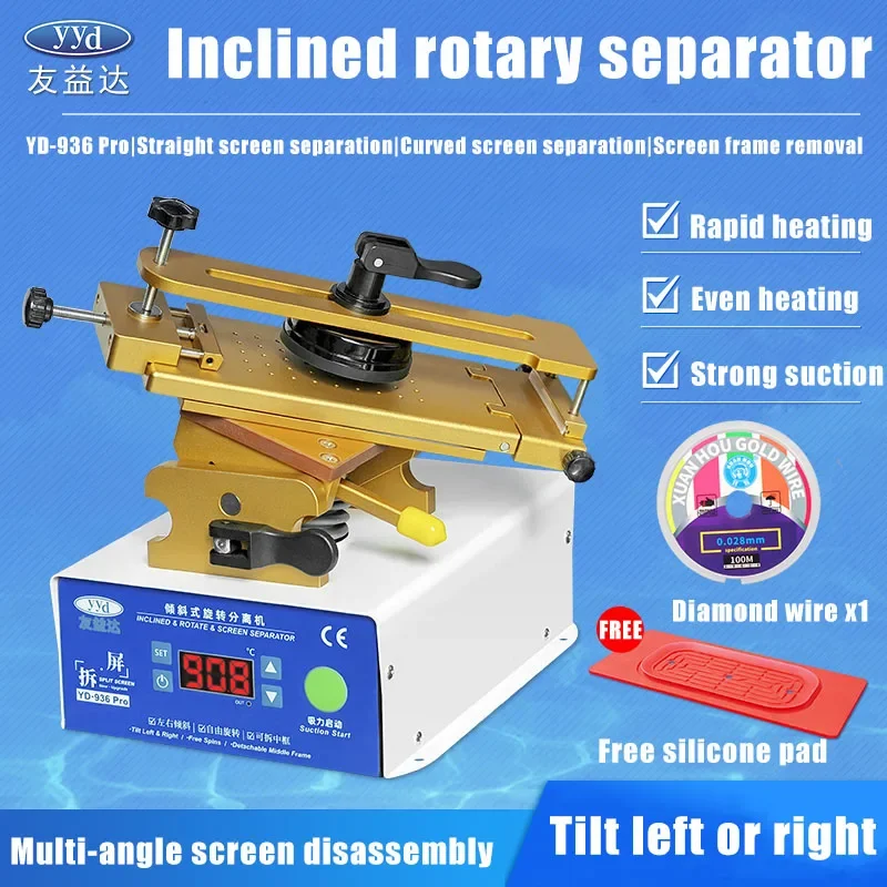 yyd 936vspro New Rotatable LCD Glass Screen Separator Middle Frame RemoverVacuum separation machine constant temperature heating