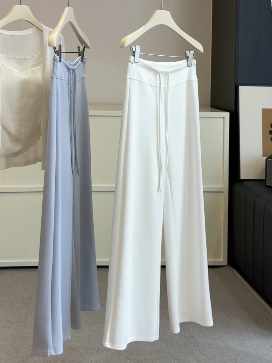 

Женские мягкие брюки Foamlina на шнурке, прямого кроя, новые, весна-лето, однотонные, с высокой талией, облегающие, удобные, широкие, длинные брюки