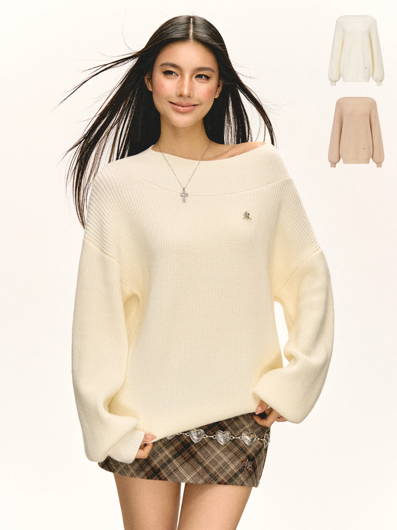 

Свободный вязаный свитер в американском стиле Ariseism в стиле ретро, женский осенний новый утепленный длинный свек Cre...