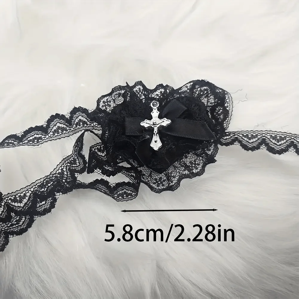 2/1 pieza Máscara de ojo cruzada estilo punk con lazo, estilo gótico oscuro Lolita, accesorio de cosplay - Halloween