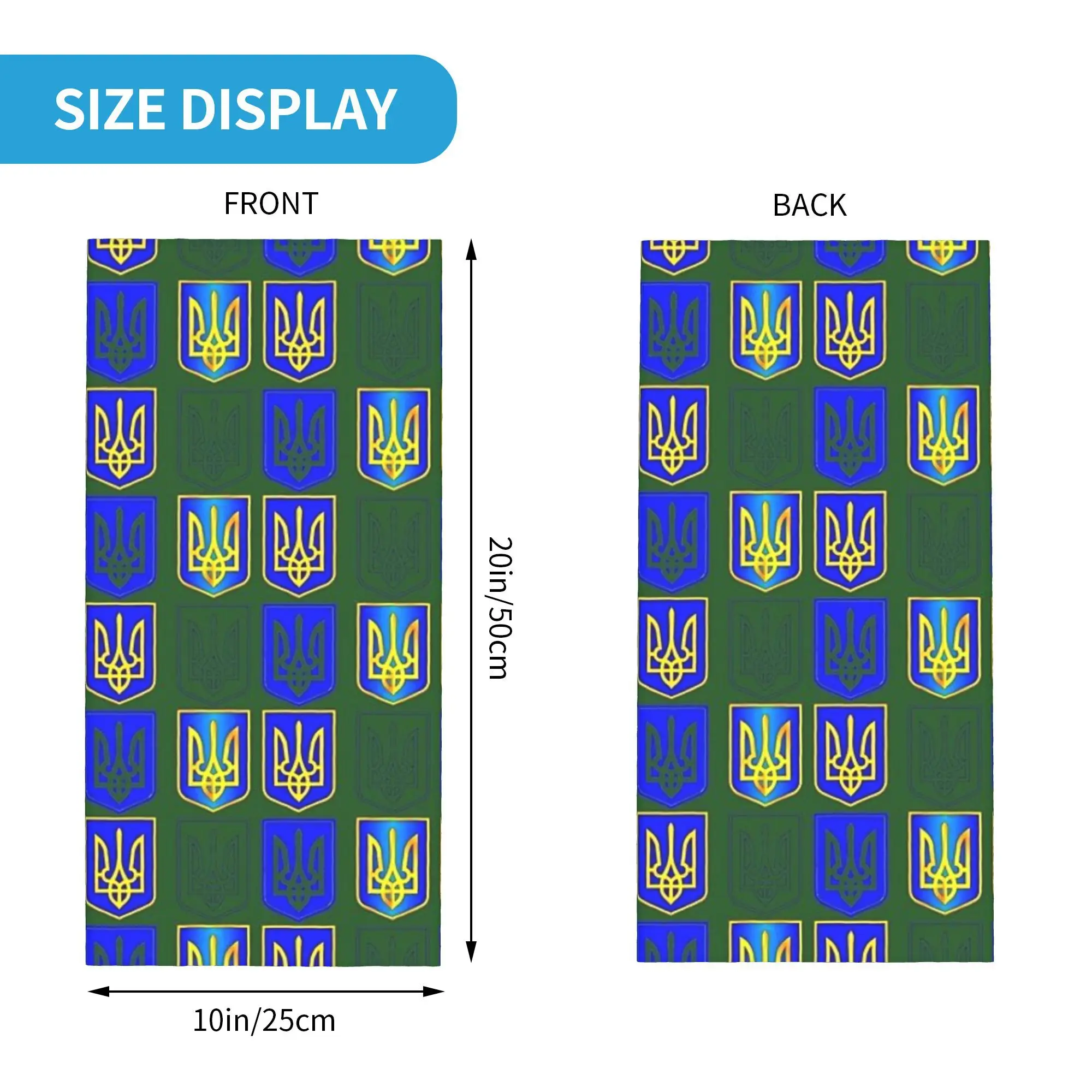 Ukraine Flag Ukrainian Tryzub Bandana Neck Gaiter Printed Wrap Scarf Multifunction Headwear Hiking Fishing For Men Women Adult