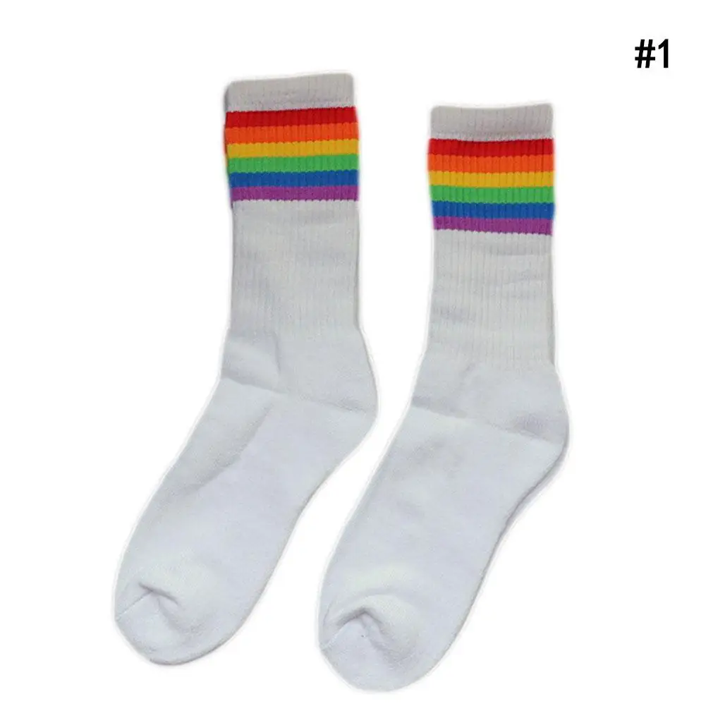 Rainbow Striped Cotton Socks Unique Design Rainbow Striped Cotton Socks Colourful Stripe Breathable Cotton Girls Boys Tube Socks