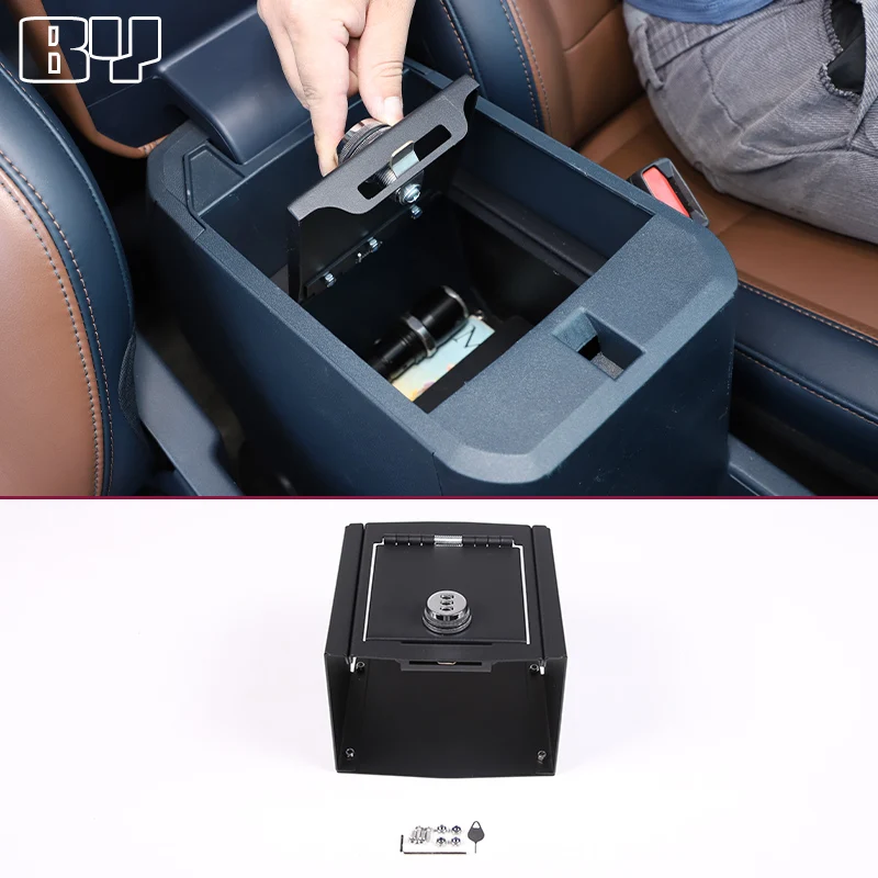 Password Lock Security Safe Box For Ford Maverick 2022 Car Accessories Armrest Storage Aluminum Alloy Privacy Protection