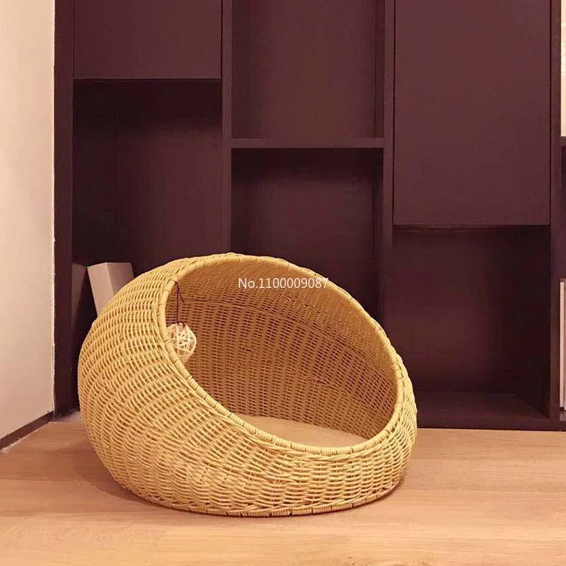 Cat nest rattan weave closed summer pet cat house villa cat supplies all-season universal network red cat house removable