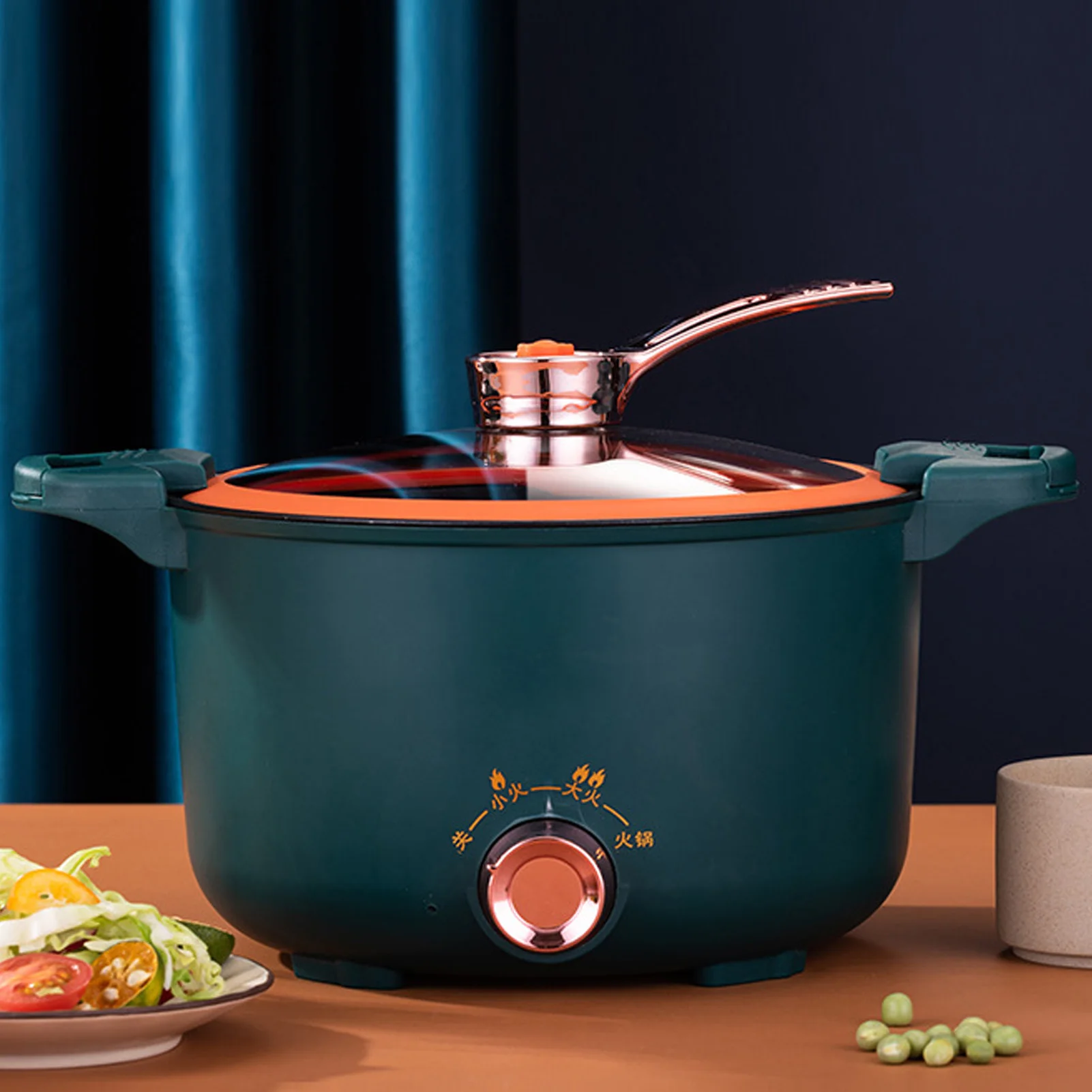 1000W Micro Pressure Cooker Multi Function Electric Non Stick Cooking Pot with Steaming Basket Anti Dry Burning 4L