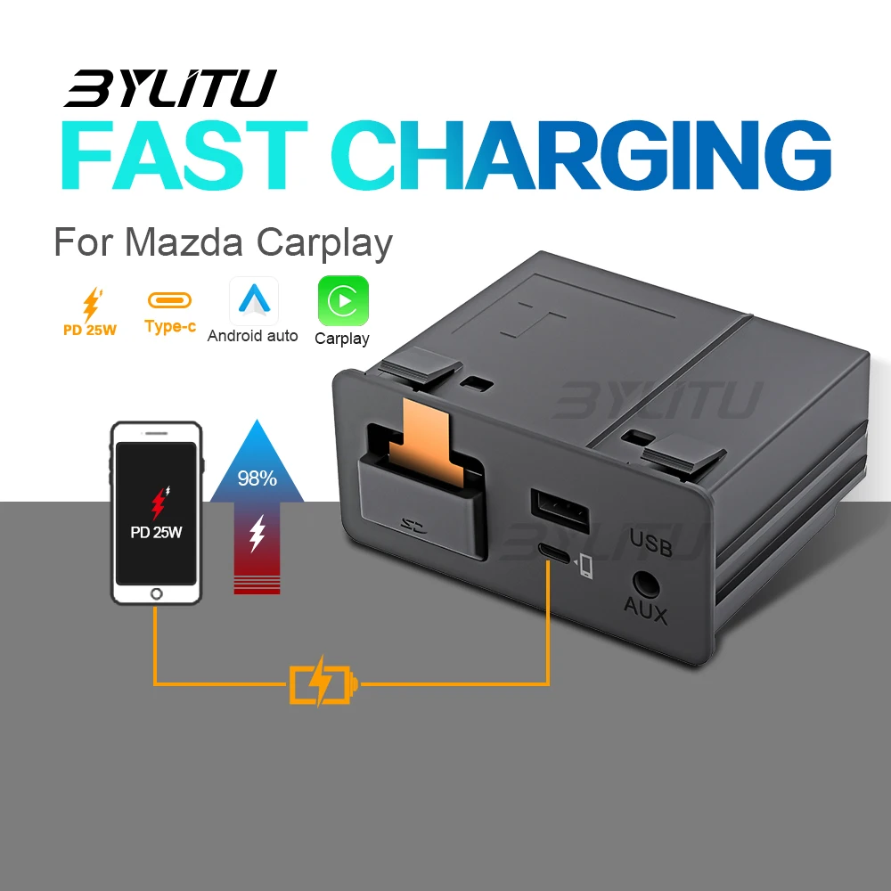 TK78669U0C Kit Type-c Fast Charging 64GB  CarPlay Android Auto Adapter UBS Hub OEM For Retrofit Mazda 2 3 6 CX30 CX5 CX8 CX9 MX5