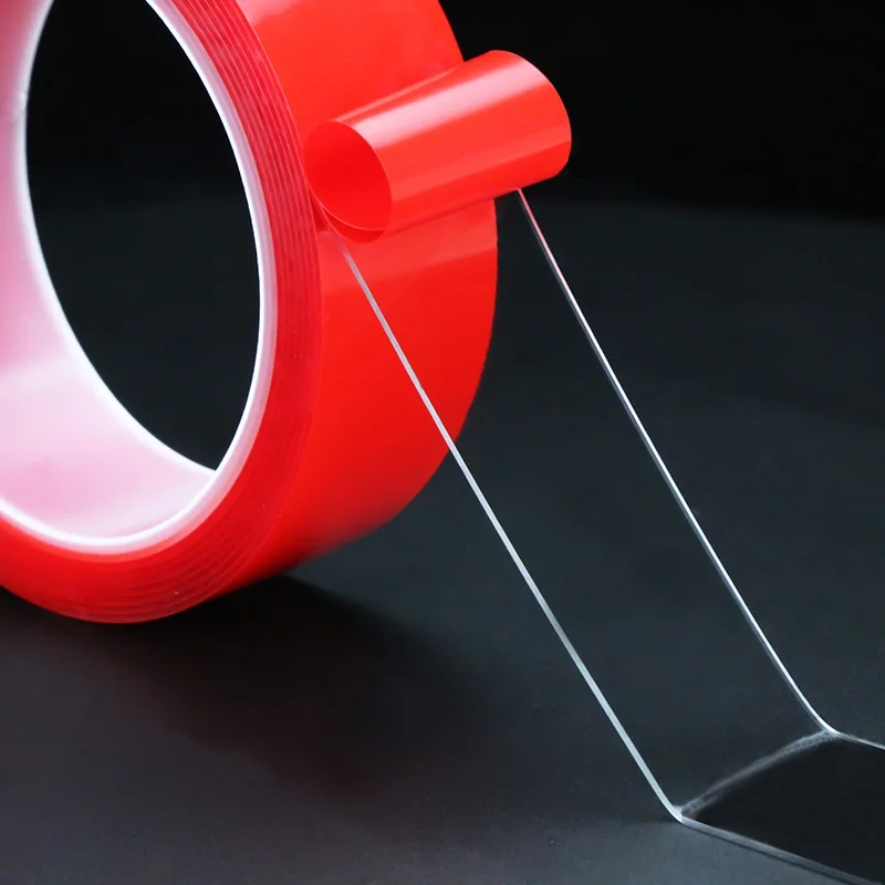 1 rolle 3m Starke Acryl Kleber PET Band Rot Film Klare Doppelseitigen Band Keine Spur Für Telefon Tablet LCD Screen Glas