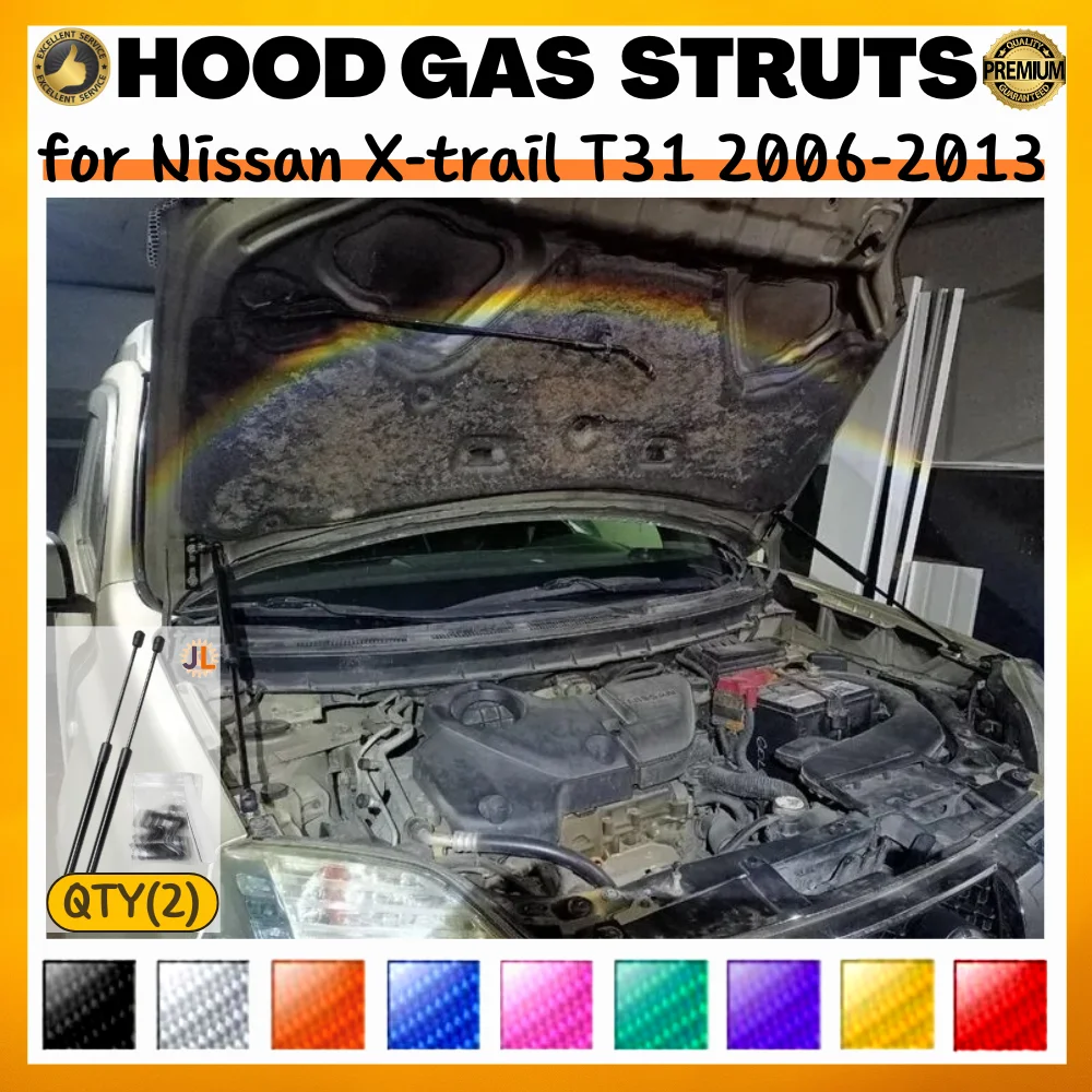 Qty(2) Hood Struts for Nissan X-trail T31 2nd 2006-2013 Front Bonnet Modify Gas Springs Shock Absorber Lift Supports Dampers